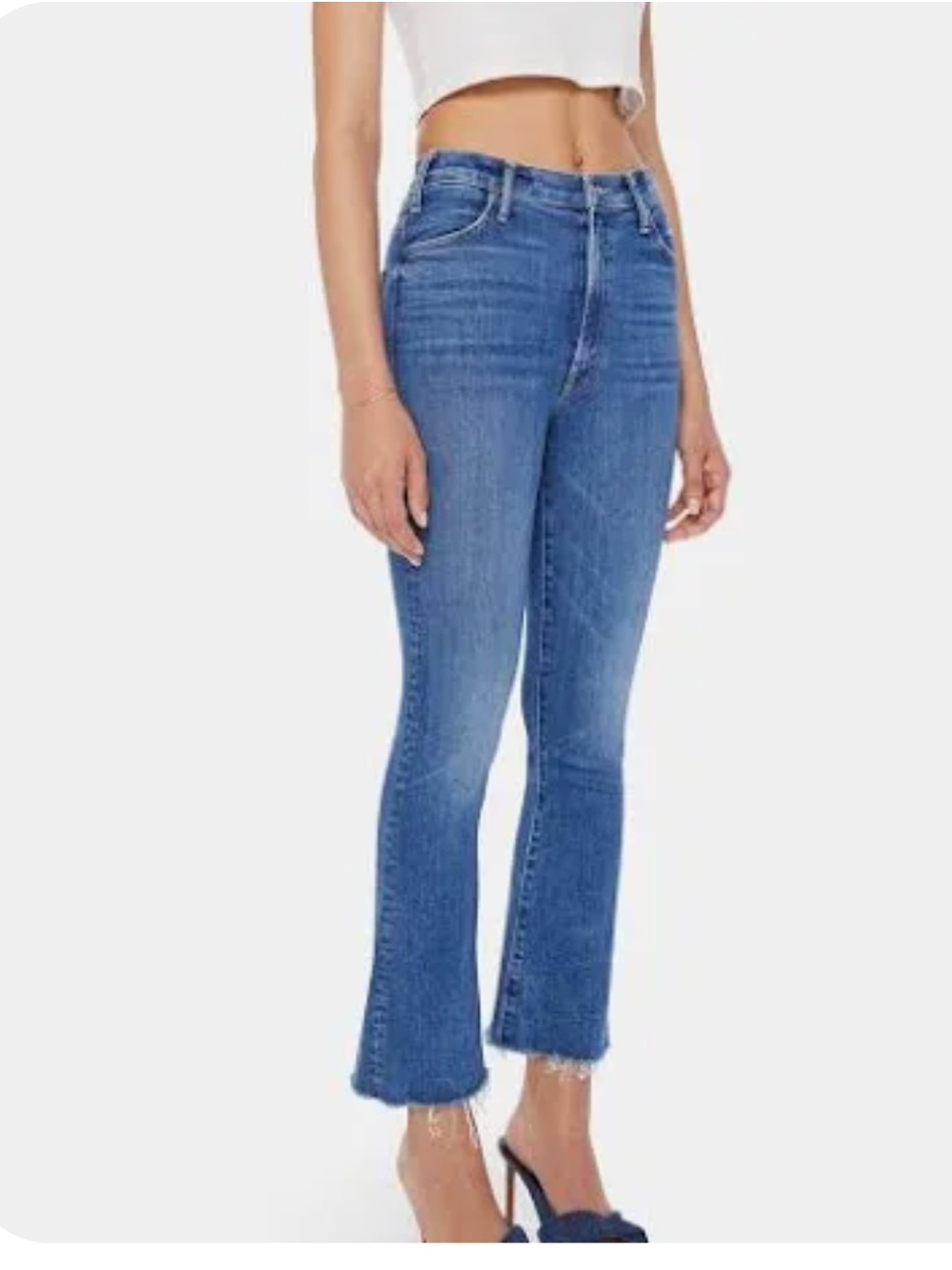 MOTHER The Hustler Ankle Fray Jeans Groovin Medium Wash - Size 28